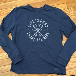 Life is Good Navy Long Sleeve Shirt Size M